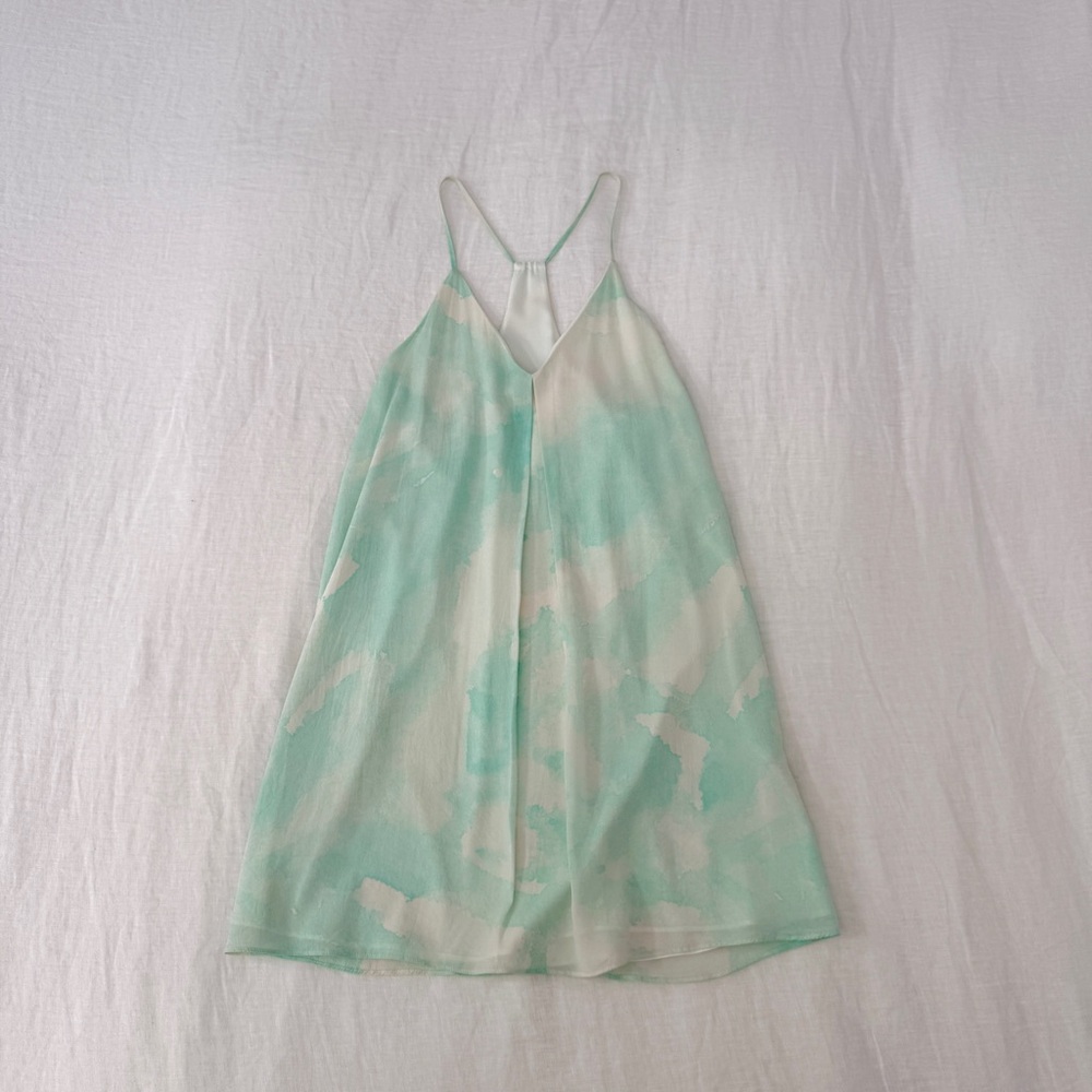 Alice + Olivia Silk Green and White Mini Dress